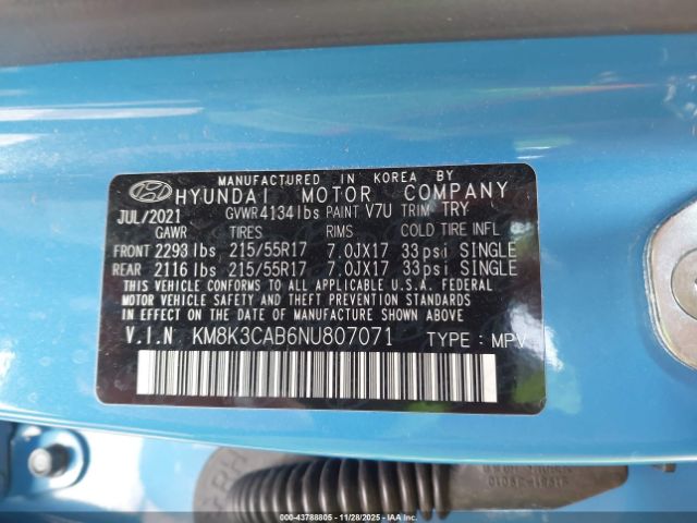 2022 HYUNDAI KONA KM8K3CAB6NU807071 Photo 8