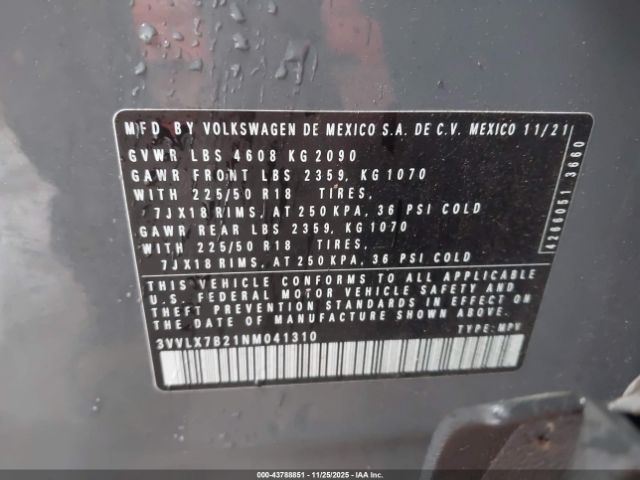 2022 VOLKSWAGEN TAOS 3VVLX7B21NM041310 Photo 8