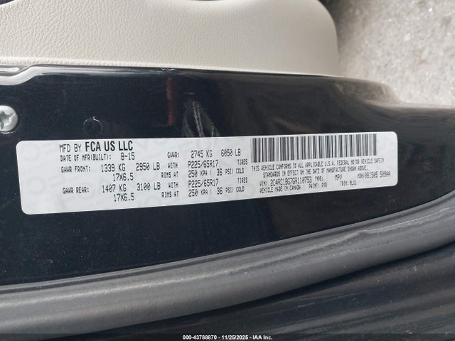 43788870 :رقم المزاد ، 2C4RC1BG7GR110753 vin ، 2016 Chrysler Town & Country Touring مزاد بيع