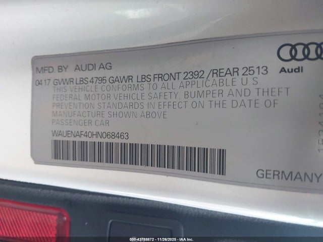 2017 AUDI A4 WAUENAF40HN068463 Photo 8