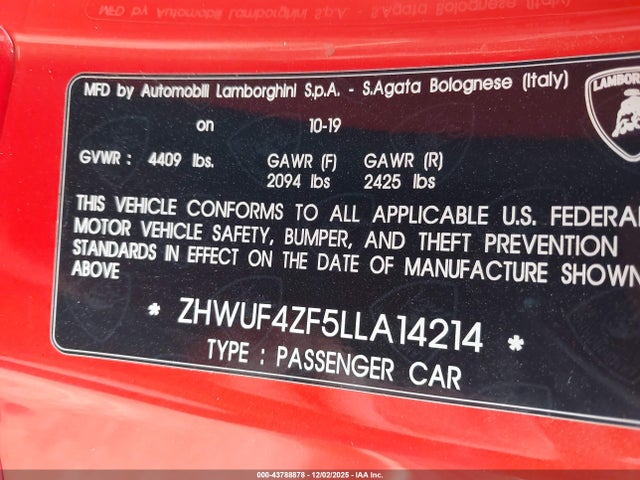 ZHWUF4ZF5LLA14214 Lamborghini HURACAN EVO