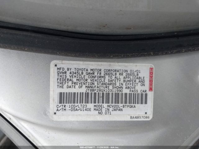 2001 LEXUS ES 300 JT8BF28GX10311990 Photo 8