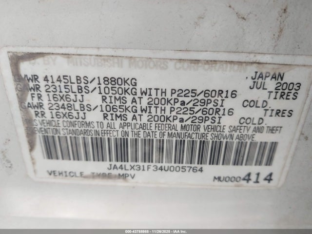 2004 MITSUBISHI OUTLANDER JA4LX31F34U005764 Photo 8