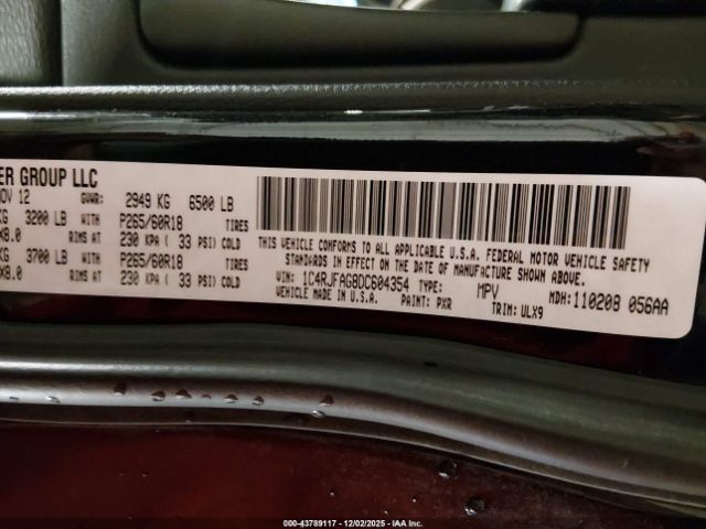 2013 JEEP GRAND CHEROKEE 1C4RJFAG8DC604354 Photo 8