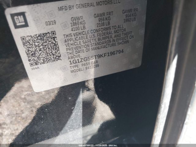 2019 CHEVROLET MALIBU 1G1ZG5ST9KF196794 Photo 8