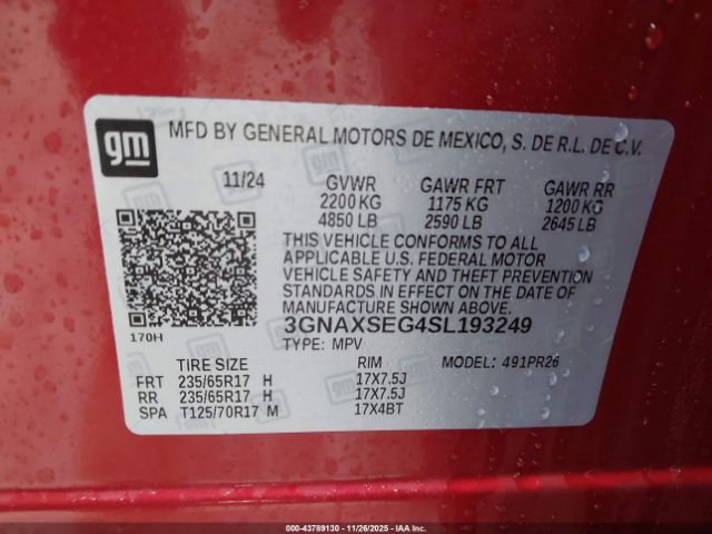 2025 CHEVROLET EQUINOX 3GNAXSEG4SL193249 Photo 8