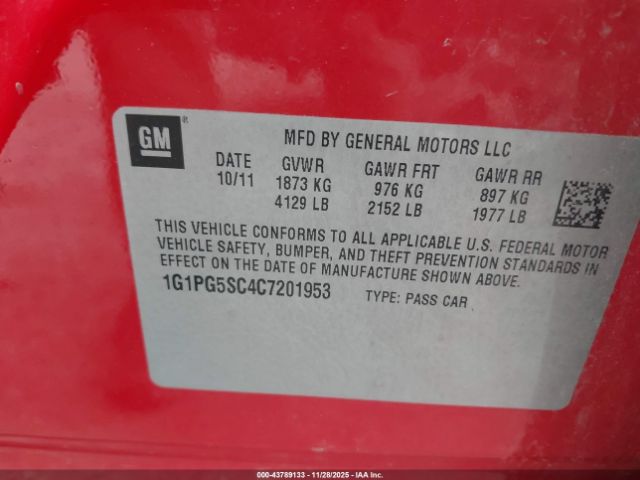 2012 CHEVROLET CRUZE 1G1PG5SC4C7201953 Photo 8