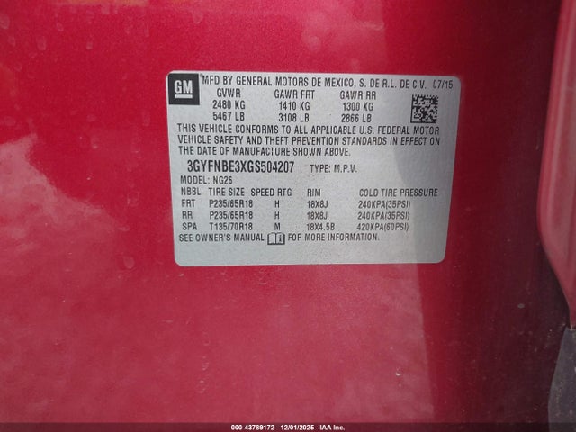 2016 CADILLAC SRX 3GYFNBE3XGS504207 Photo 8