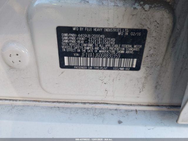 2016 SUBARU WRX JF1VA1J60G8830359 Photo 8