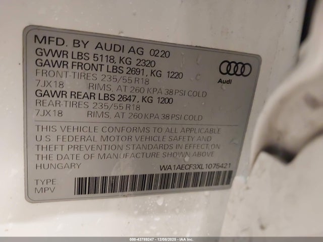 2020 AUDI Q3 WA1AECF3XL1075421 Photo 8