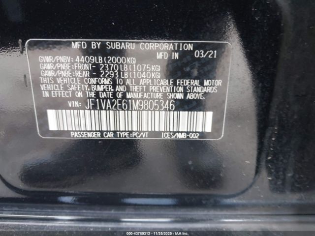 2021 SUBARU WRX STI JF1VA2E61M9805346 Photo 8