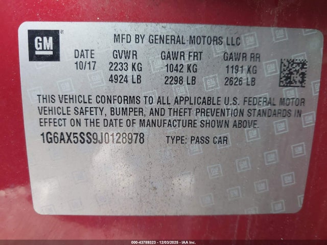 2018 CADILLAC CTS 1G6AX5SS9J0128978 Photo 8