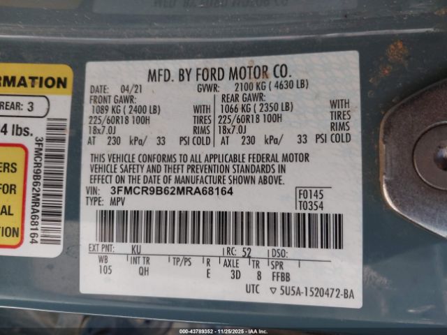 2021 FORD BRONCO SPORT 3FMCR9B62MRA68164 Photo 8