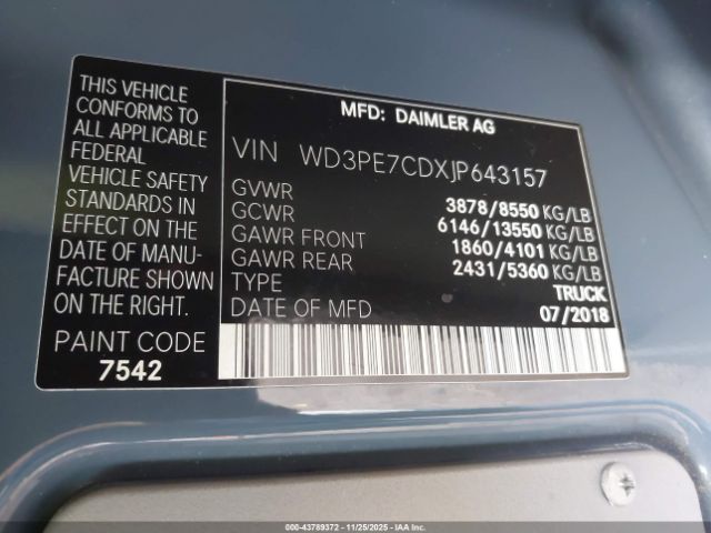 2018 MERCEDES-BENZ SPRINTER 2500 WD3PE7CDXJP643157 Photo 8