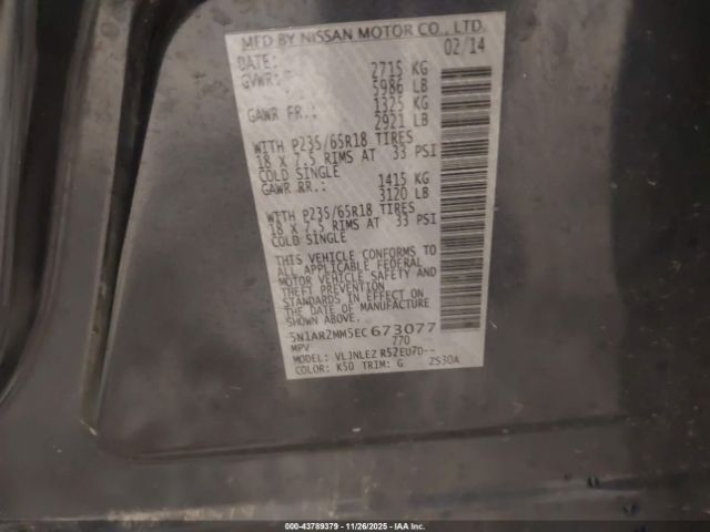 2014 NISSAN PATHFINDER 5N1AR2MM5EC673077 Photo 8