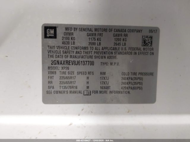 2018 CHEVROLET EQUINOX 2GNAXREV8J6137700 Photo 8