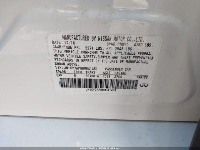 2017 INFINITI Q50 JN1CV7AP0HM641451 Photo 8