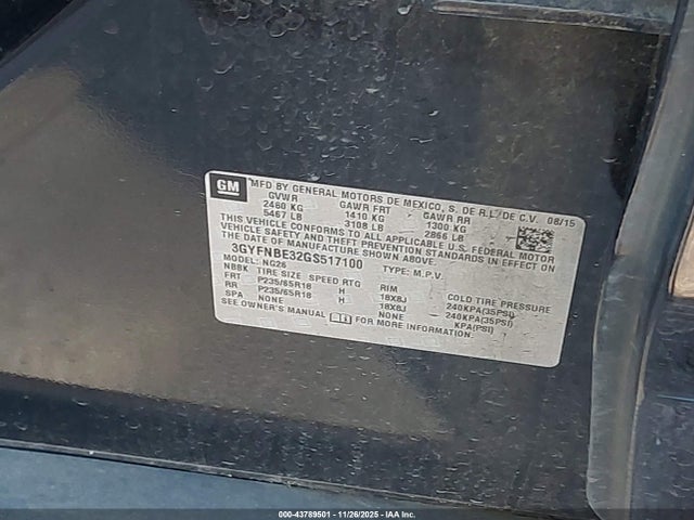 2016 CADILLAC SRX 3GYFNBE32GS517100 Photo 8