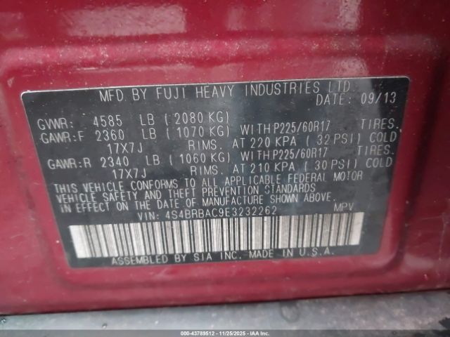 2014 SUBARU OUTBACK 4S4BRBAC9E3232262 Photo 8