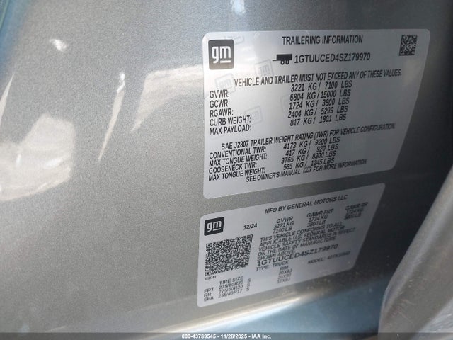 1GTUUCED4SZ179970 GMC Sierra 1500 4wd Short Box Elevation With 3sb