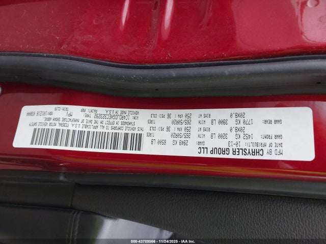 Dodge DURANGO LIMITED 2014 1C4RDJDGXEC323292 Image 9