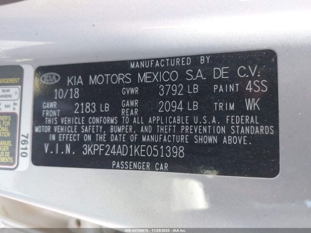 2019 KIA FORTE 3KPF24AD1KE051398 Photo 8