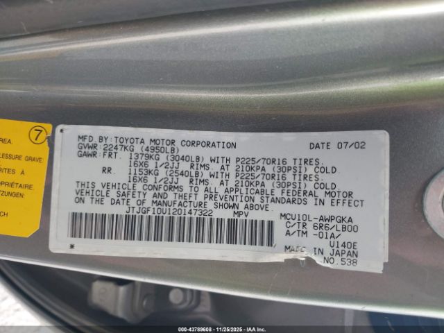 2002 LEXUS RX 300 JTJGF10U120147322 Photo 8