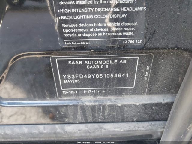 2005 SAAB 9-3 YS3FD49Y851054641 Photo 8