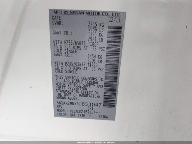 2014 NISSAN PATHFINDER 5N1AR2MN5EC653047 Photo 8