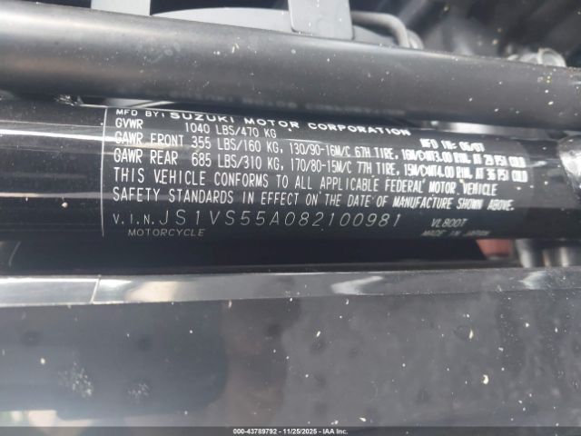 2008 SUZUKI VL800 JS1VS55A082100981 Photo 9