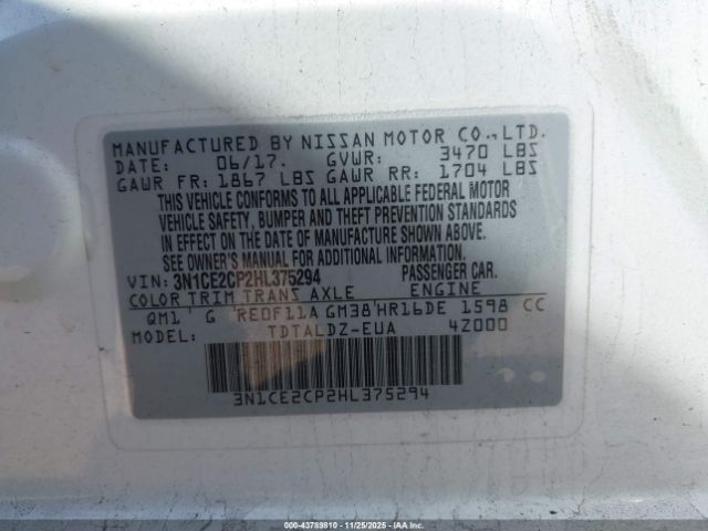 2017 NISSAN VERSA NOTE 3N1CE2CP2HL375294 Photo 8