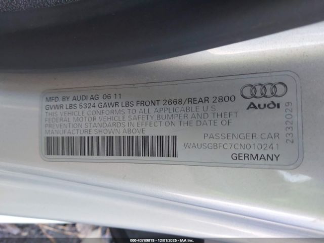 2012 AUDI A7 WAUSGBFC7CN010241 Photo 8