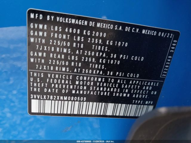 2022 VOLKSWAGEN TAOS 3VVLX7B2XNM080509 Photo 8