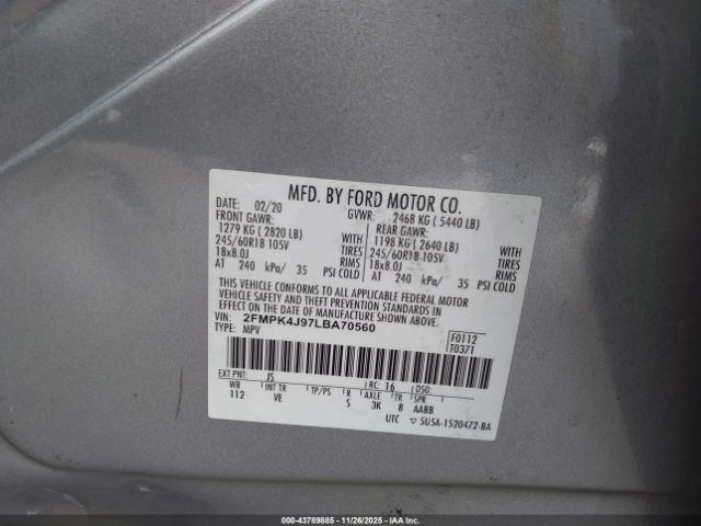 2020 FORD EDGE 2FMPK4J97LBA70560 Photo 8