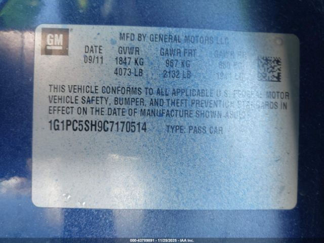 2012 CHEVROLET CRUZE 1G1PC5SH9C7170514 Photo 8