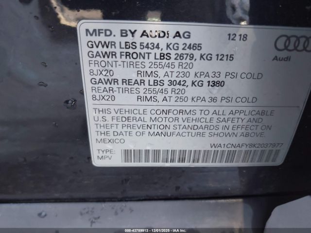 2019 AUDI Q5 WA1CNAFY8K2037977 Photo 8