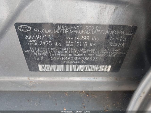 2013 HYUNDAI SONATA 5NPEB4AC6DH786623 Photo 8