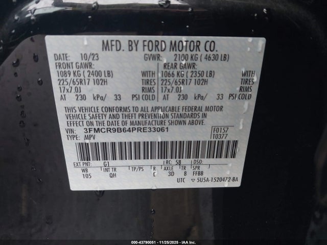 3FMCR9B64PRE33061 Ford Bronco Sport Big Bend