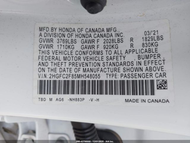 2021 HONDA CIVIC 2HGFC2F85MH548055 Photo 8