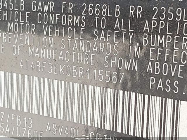 2011 TOYOTA CAMRY 4T4BF3EK0BR115567 Photo 8