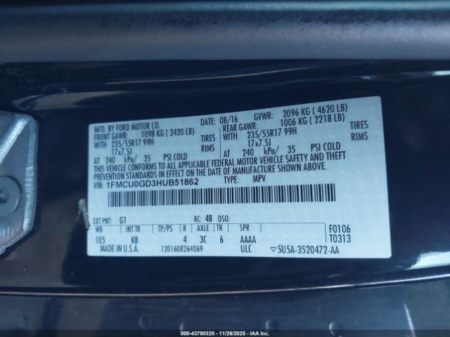 2017 FORD ESCAPE 1FMCU0GD3HUB51862 Photo 8