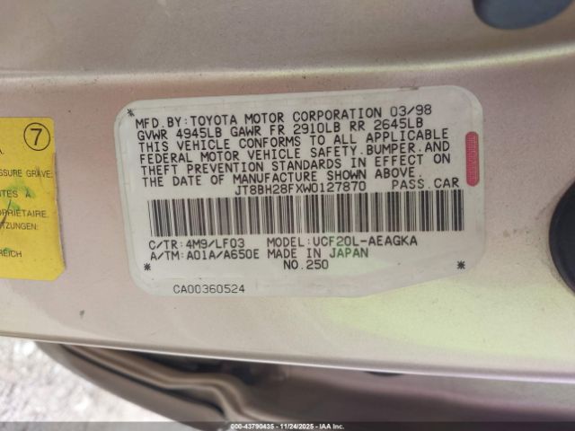 1998 LEXUS LS 400 JT8BH28FXW0127870 Photo 8