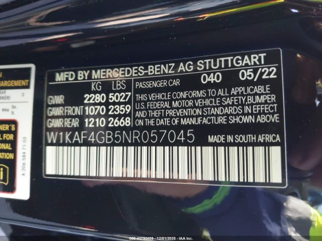2022 MERCEDES-BENZ C 300 W1KAF4GB5NR057045 Photo 8