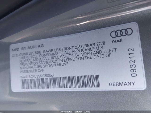 2025 AUDI ALL-NEW A5 WAU1BCFU3SN030056 Photo 8