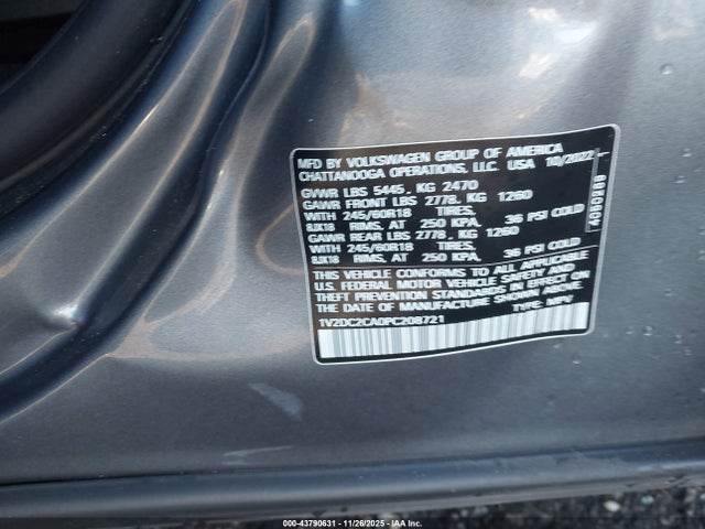 Продаж на аукціоні авто 2023 Volkswagen Atlas Cross Sport 2.0t Se, vin: 1V2DC2CA0PC208721, номер лоту: 43790631