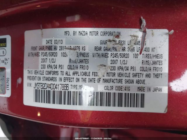 2013 MAZDA CX-9 JM3TB2DA4D0417866 Photo 8