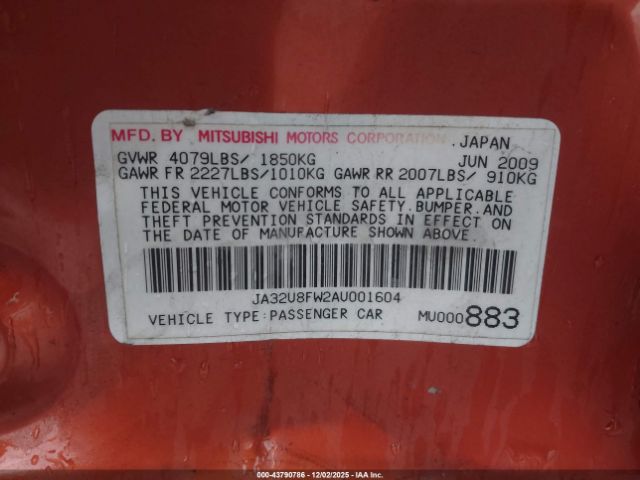 2010 MITSUBISHI LANCER JA32U8FW2AU001604 Photo 8