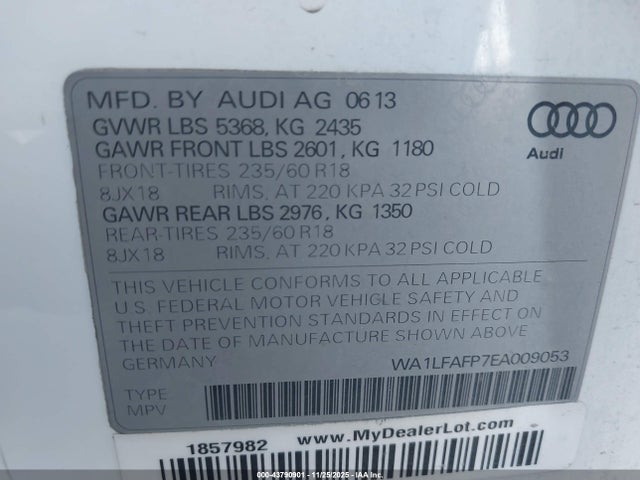 2014 AUDI Q5 WA1LFAFP7EA009053 Photo 8