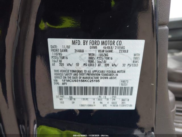 2008 FORD ESCAPE 1FMCU93158KC25195 Photo 8