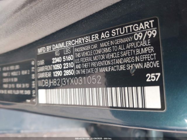 2000 MERCEDES-BENZ E 320 WDBJH82J3YX031052 Photo 8